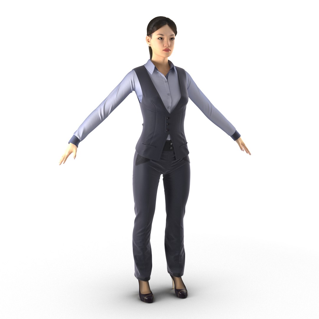 Asian Business Woman 3D Model preview