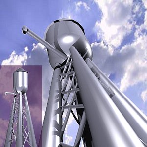 3ds max train station water tower