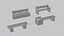 Modern Concrete and Wood Park Bench Pack - 4 Game-Ready Benches