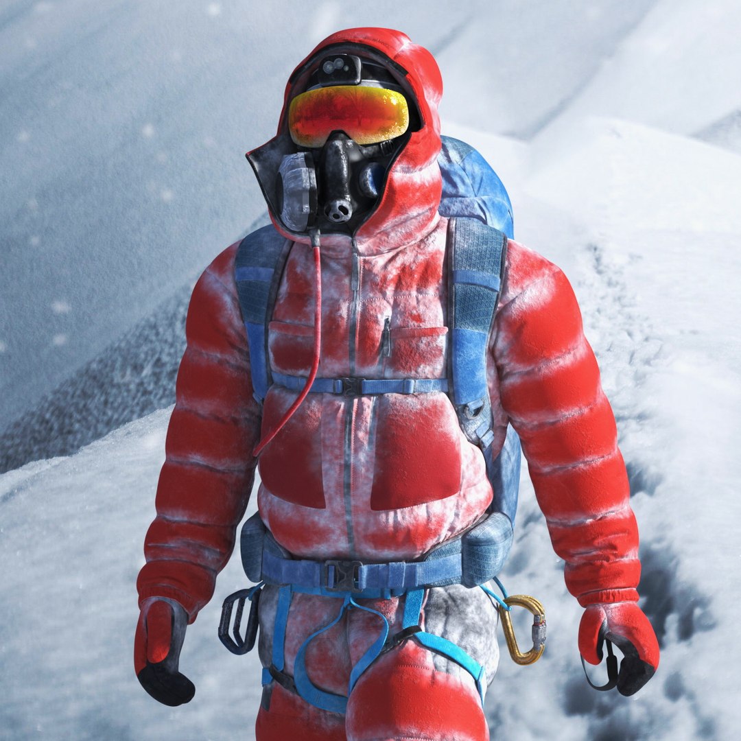 Snow Covered Mountain Climber Rigged for Maya 3D model preview