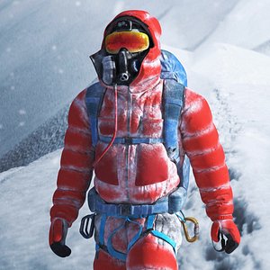 3D Snow Covered Mountain Climber Rigged for Maya model