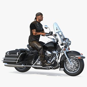 3D Road King Motorcycle with Biker model
