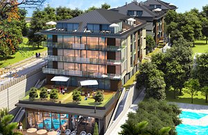 Modern Cozy Residental Apartment Building with Gym 3D model