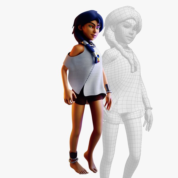 3D Village Girl Low-poly 3D model