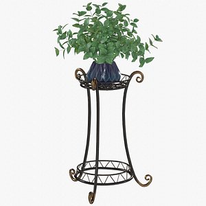 3D Plant on the Metal Stand - Game Asset model