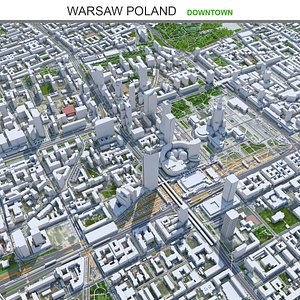 3D Warsaw Downtown Poland