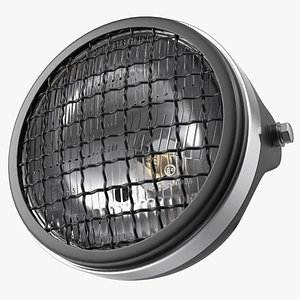 Motorcycle Headlight White with Mesh Grill