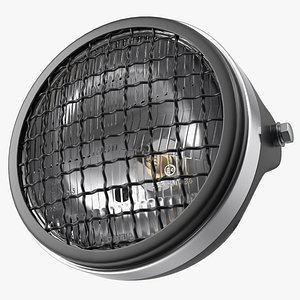 Motorcycle Headlight White with Mesh Grill