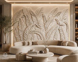 3D model Modern Banana Leaves wall decor Relief STL Mural CNC 450