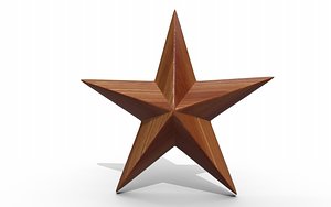 5 Pointed Wooden Star 3D model