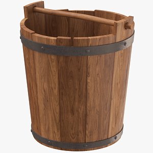 3D Wooden Bucket 02