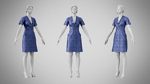 Dress 41 Midnight Blue Velvet With Design 3D