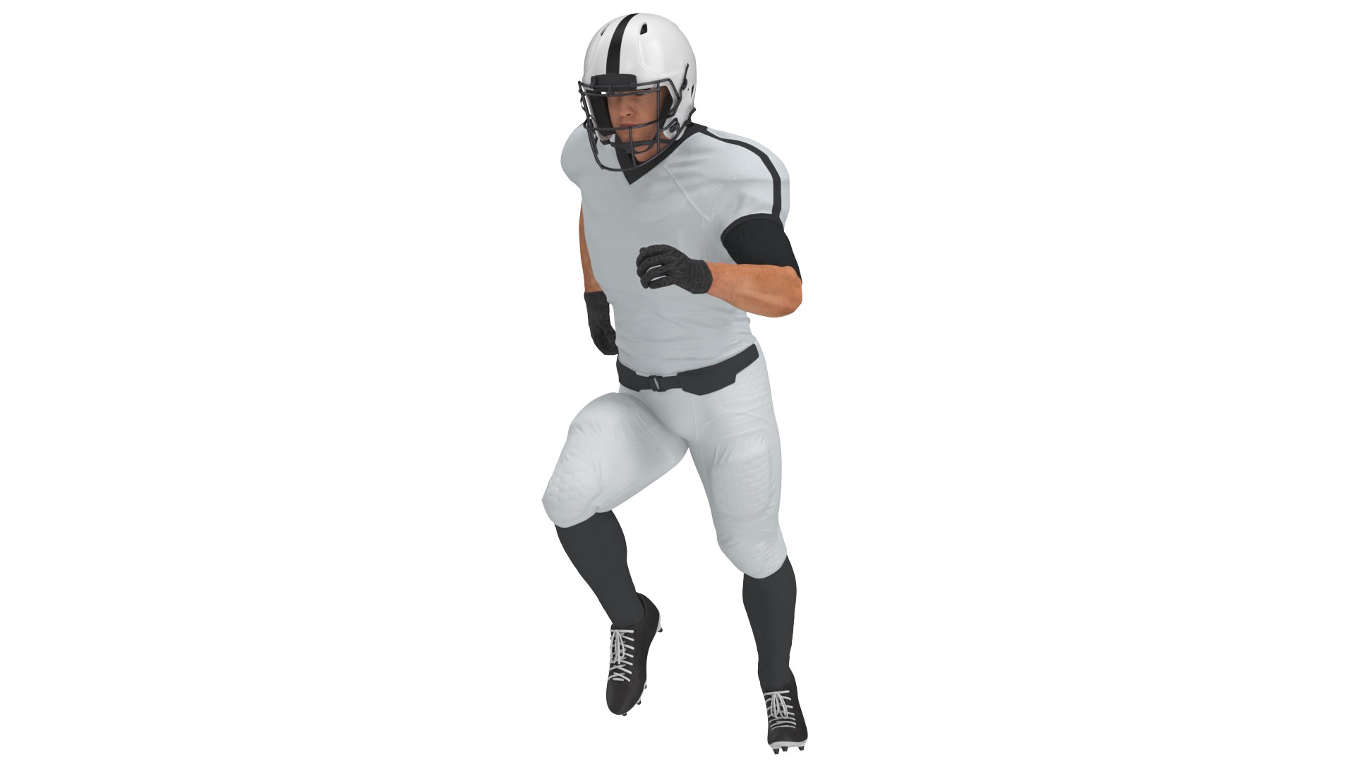 White Uniform Football Player Rigged 3D model preview