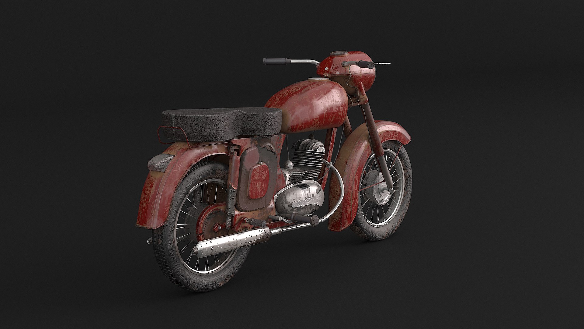 3D Classic Motorcycle Rusted - TurboSquid 2075026