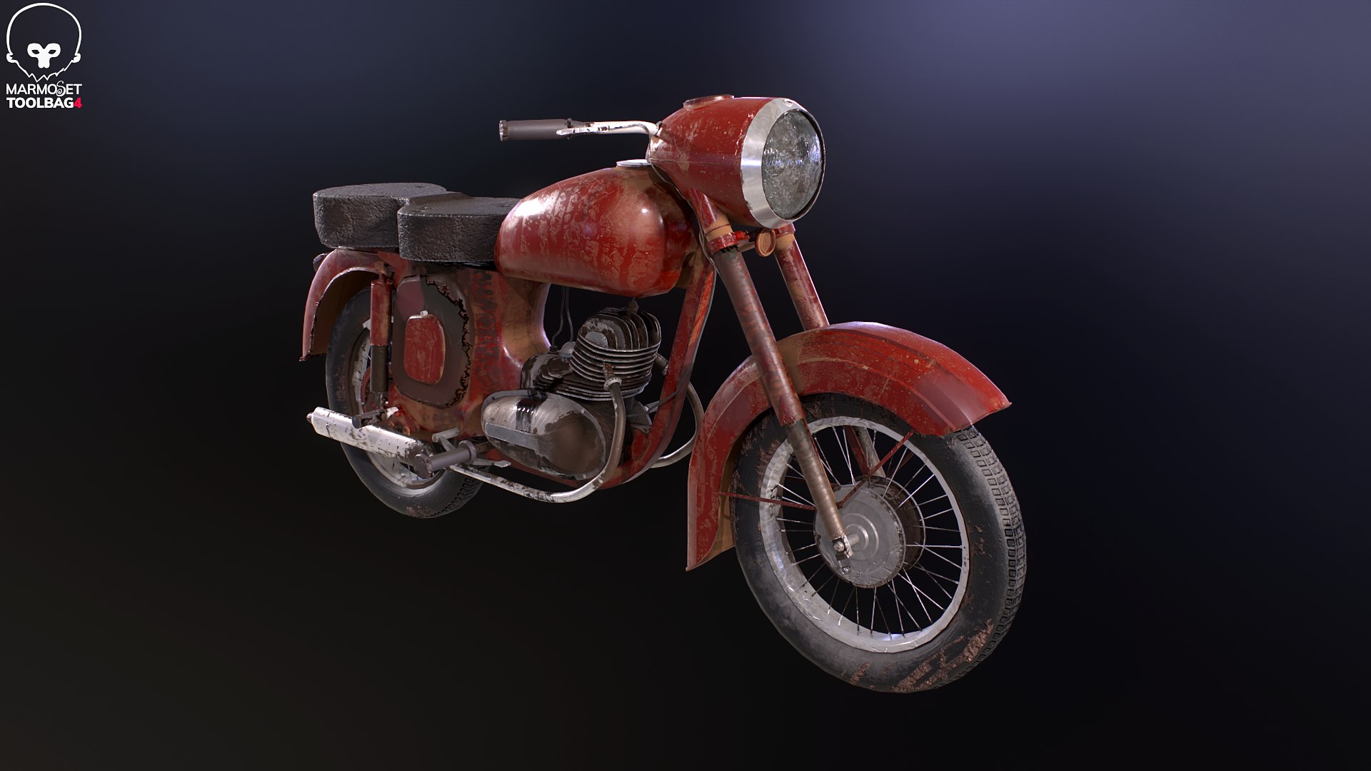 3D Classic Motorcycle Rusted - TurboSquid 2075026
