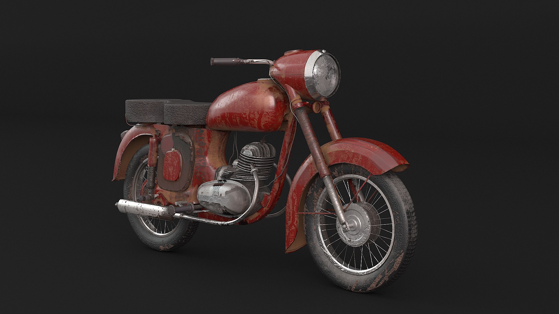 3D Classic Motorcycle Rusted - TurboSquid 2075026