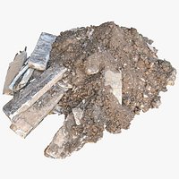 Construction soil heap and concrete rubble