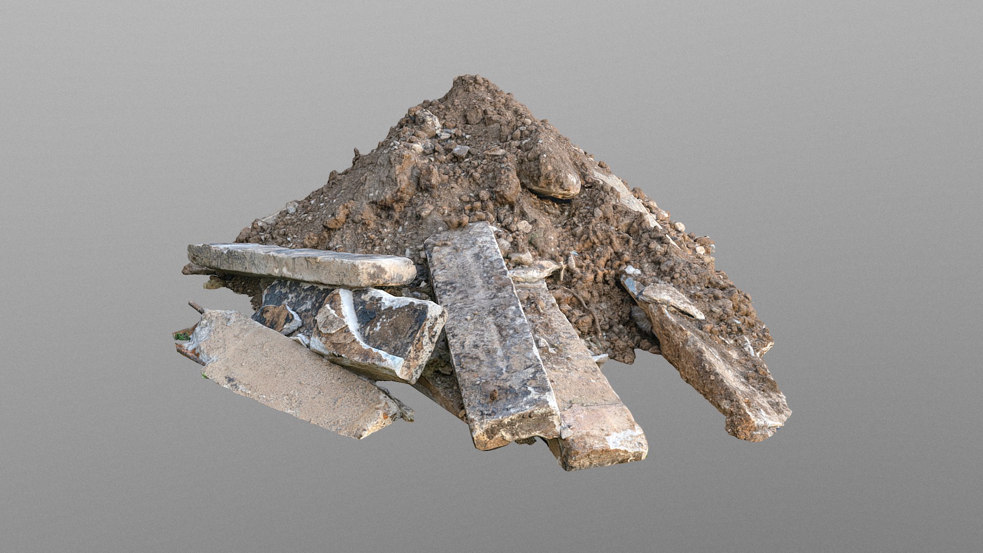 Construction soil heap and concrete rubble 3D https://p.turbosquid.com/ts-thumb/lI/uUY7kD/xh/preview2/jpg/1621786122/1920x1080/fit_q87/267c198f8169ecf6f89b717682cf1ab21f6ca7a2/preview2.jpg