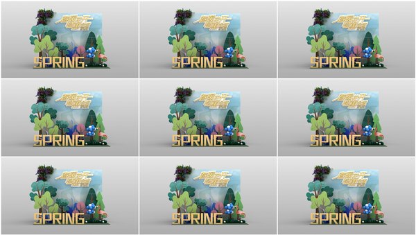 3D Spring theme Forest Beautiful Chen Cartoon Beautiful Chen Spring ...