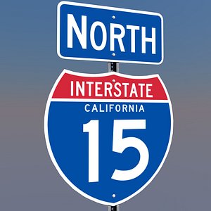 3D California Interstate 15 Signs