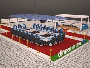 restaurant dinner modern furniture 3D