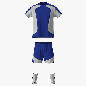 3d model soccer uniform blue