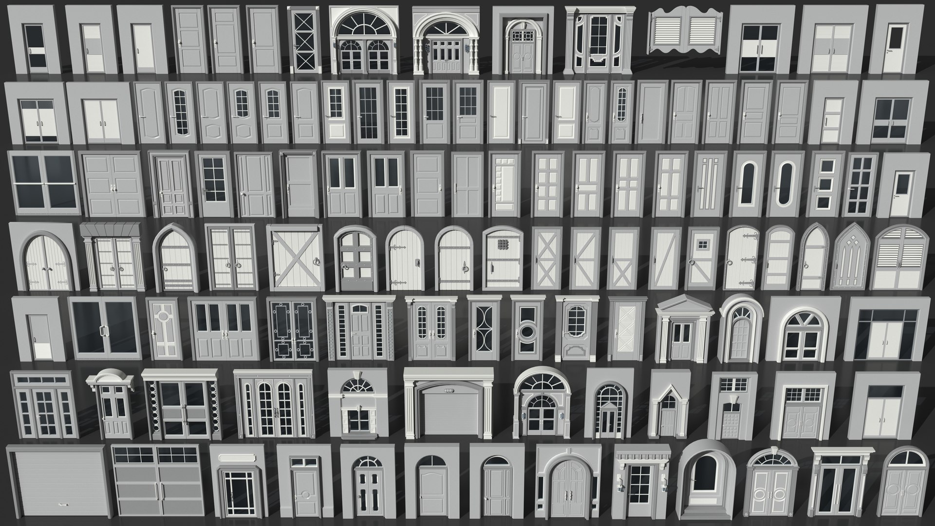3D Doors Collection - 120 pieces model https://p.turbosquid.com/ts-thumb/lJ/B7Vfyz/Q7/image_1/jpg/1680266703/1920x1080/fit_q87/23ced42f8a127350c94aba0f179c0addd4fe56cc/image_1.jpg