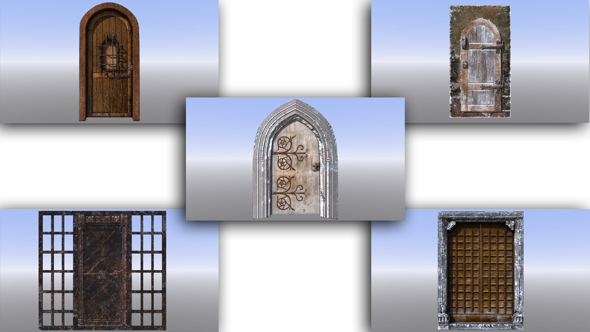 3D dungeon doors medieval model https://p.turbosquid.com/ts-thumb/lJ/BFzUfs/E90mF3dO/door_5pak/png/1564537721/1920x1080/fit_q87/4f18b1248ce9dd57e4ab203797948b2d80bd0612/door_5pak.jpg