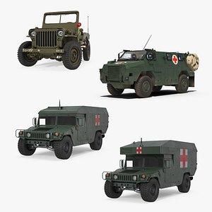 3D model military ambulance rigged