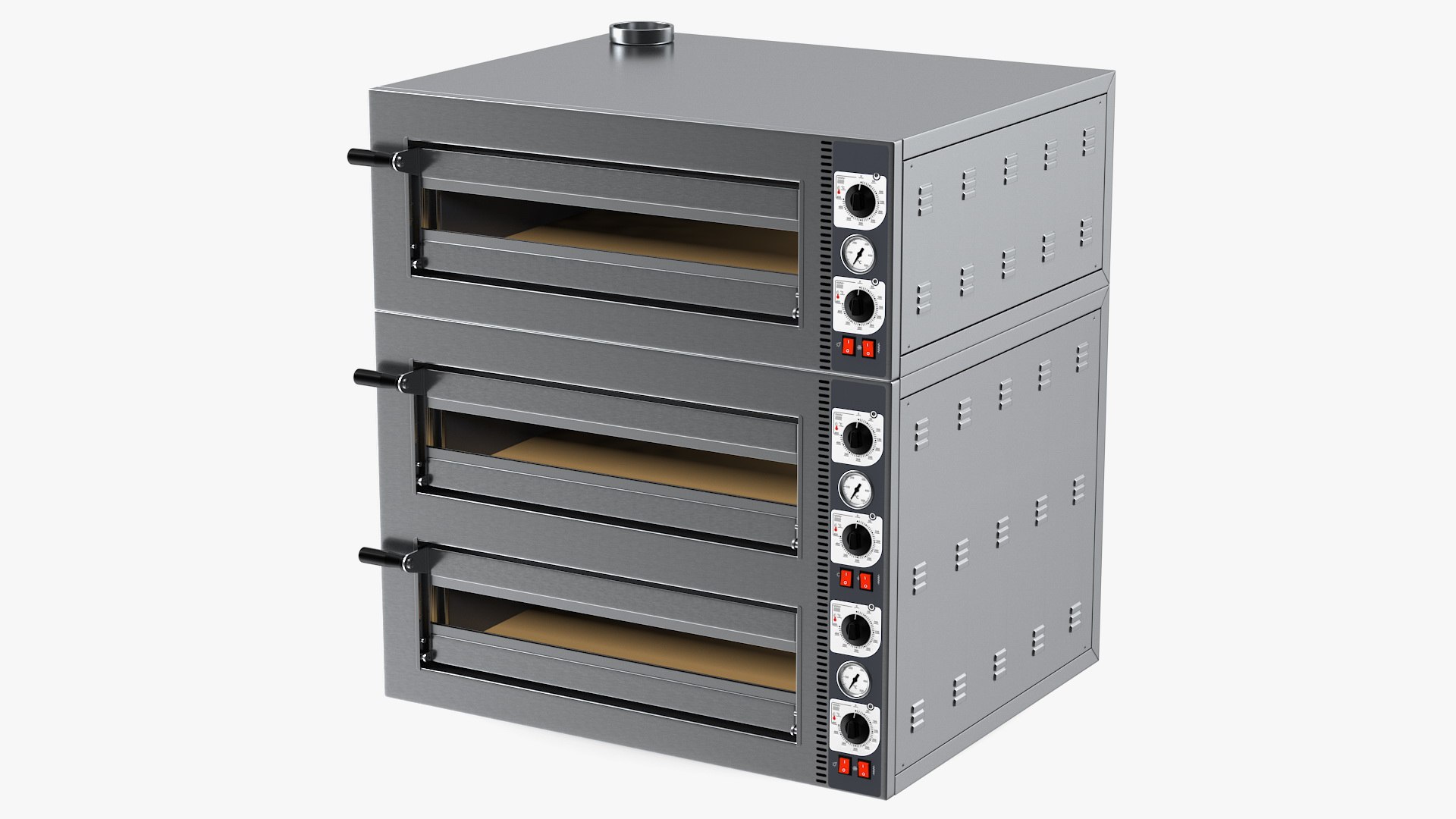 Triple Deck Electric Pizza Oven 3D model preview
