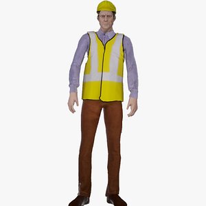 Construction Worker Engineer Uniform Low Poly GameReady 3D model