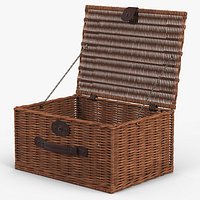 Old Wicker Chest with Hinged Lid Brown