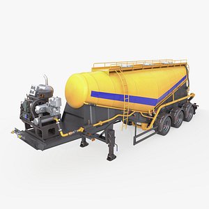 3D Cement Trailer Yellow Rigged All PBR Unity UE Textures model