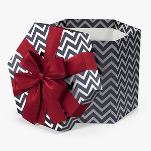 Hexagon Silver Chevron Gift Box Open