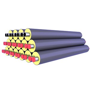3D Double Pre-Insulated Pipes 67 model