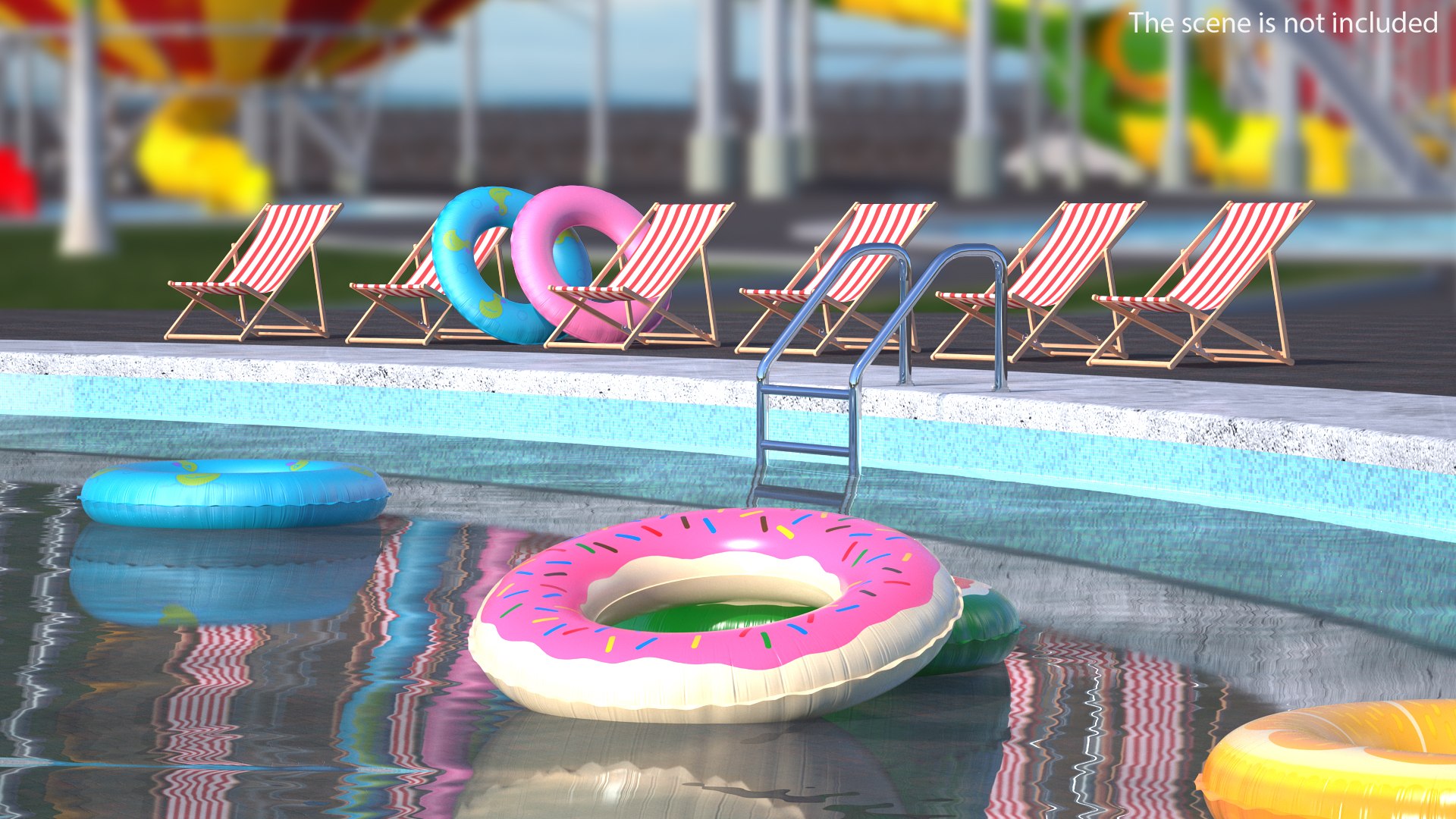 Pink Doughnut Swimming Pool Round Float 3D model preview
