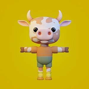 3D Bull Character Blender Cute Animals model