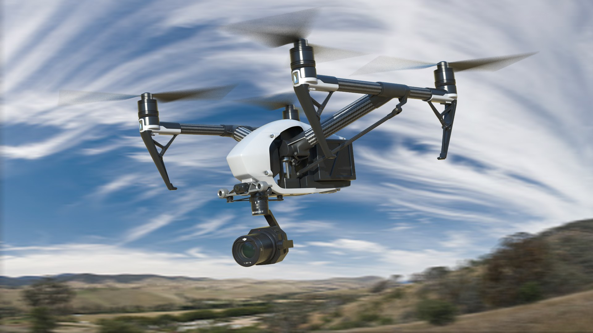 DJI Inspire 2 Quadcopter Drone 3D model preview