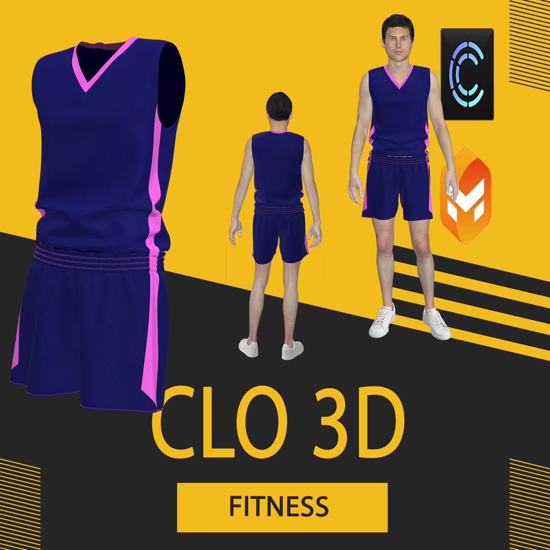 3D Fitness cloth Marvelous Designer or Clo3D ZPRJ model TurboSquid