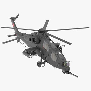 T129 ATAK Black Helicopter Rigged