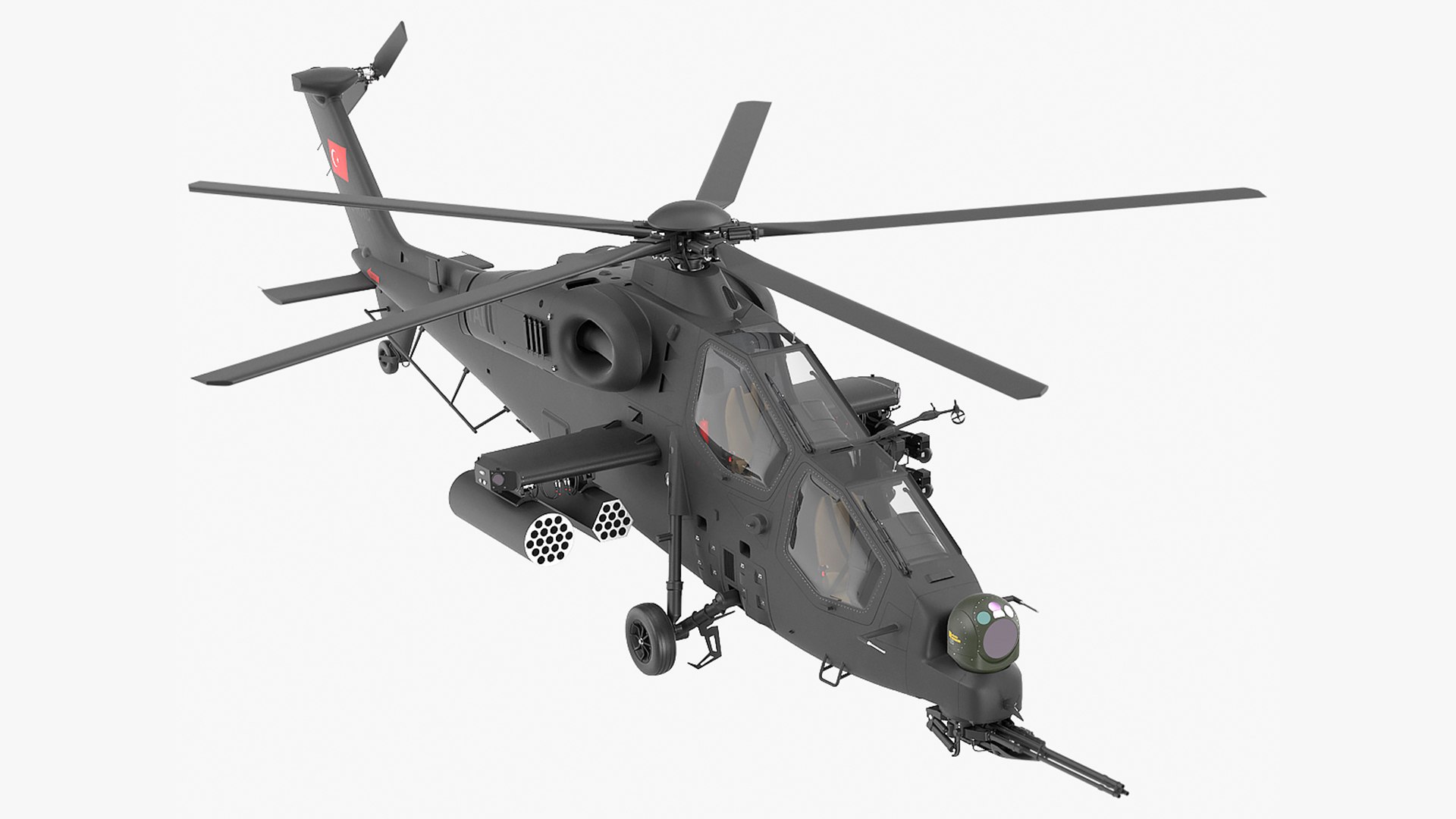 T129 ATAK Black Helicopter Rigged 3D model preview