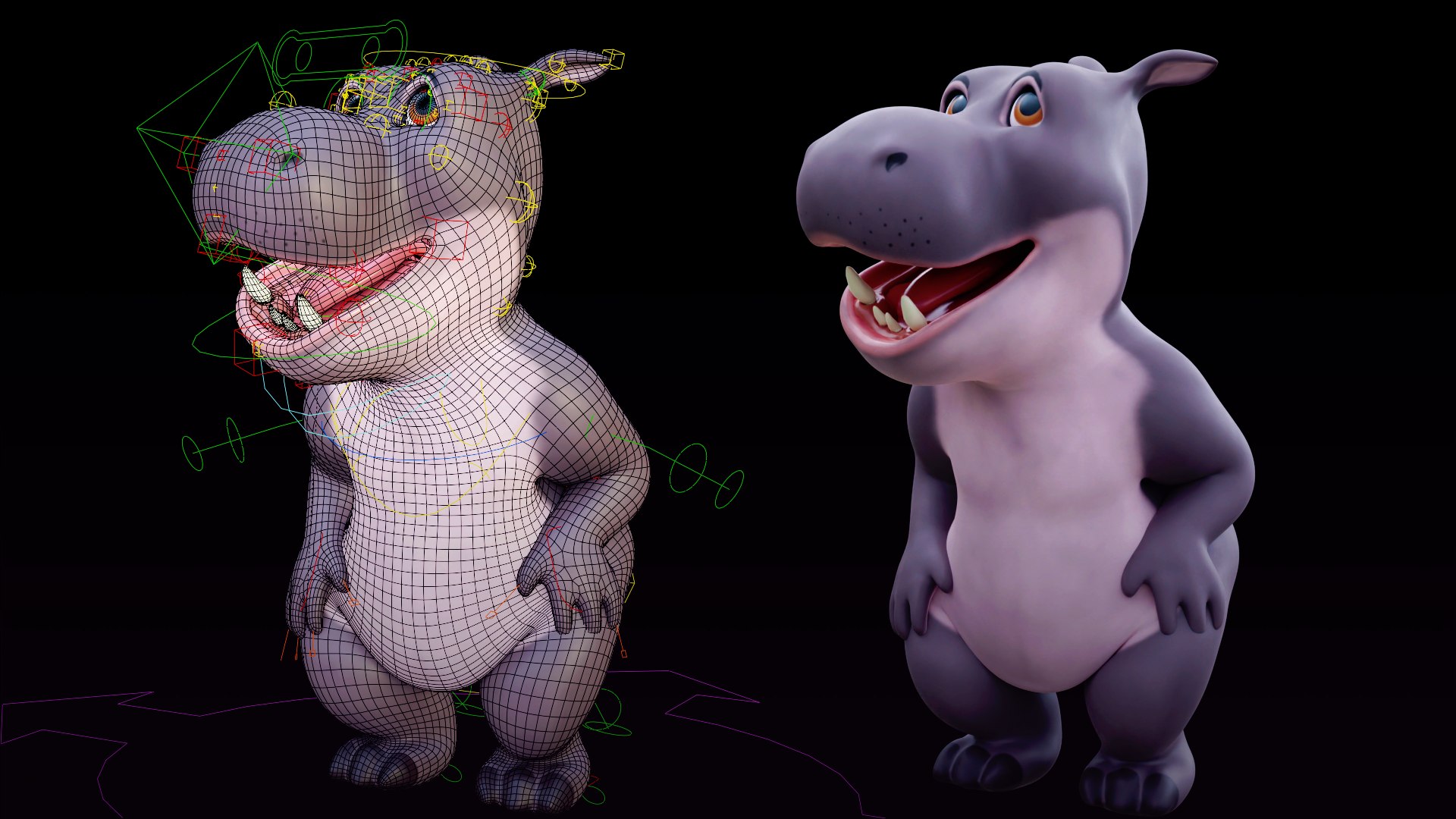 Hippo - Rigged Cartoon Character For Blender Low-poly 3D Model ...