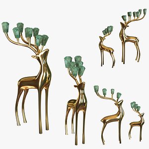 Golden Deer Statue 3D Model 3D