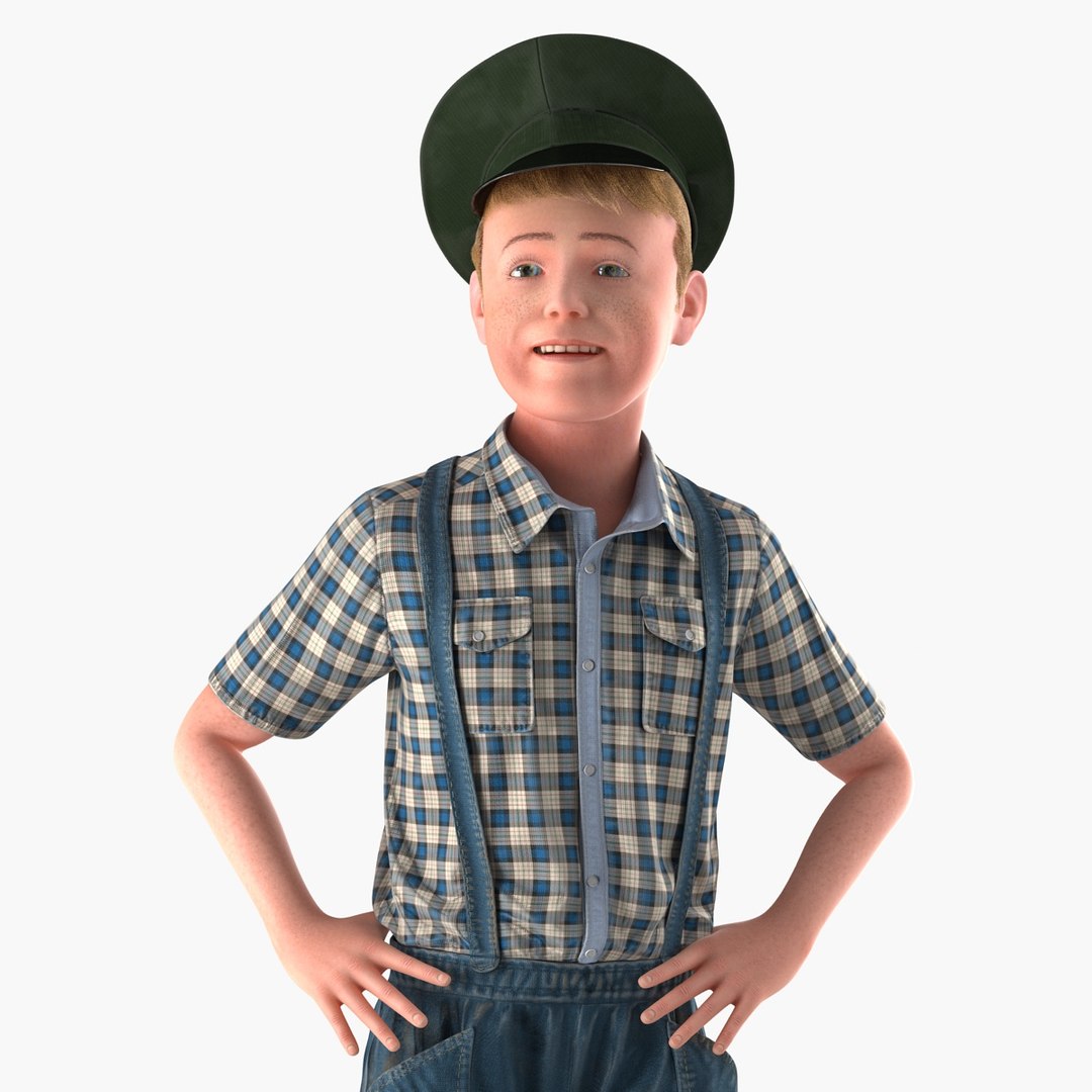 Realistic Child Boy Rigged for Maya 3D model preview