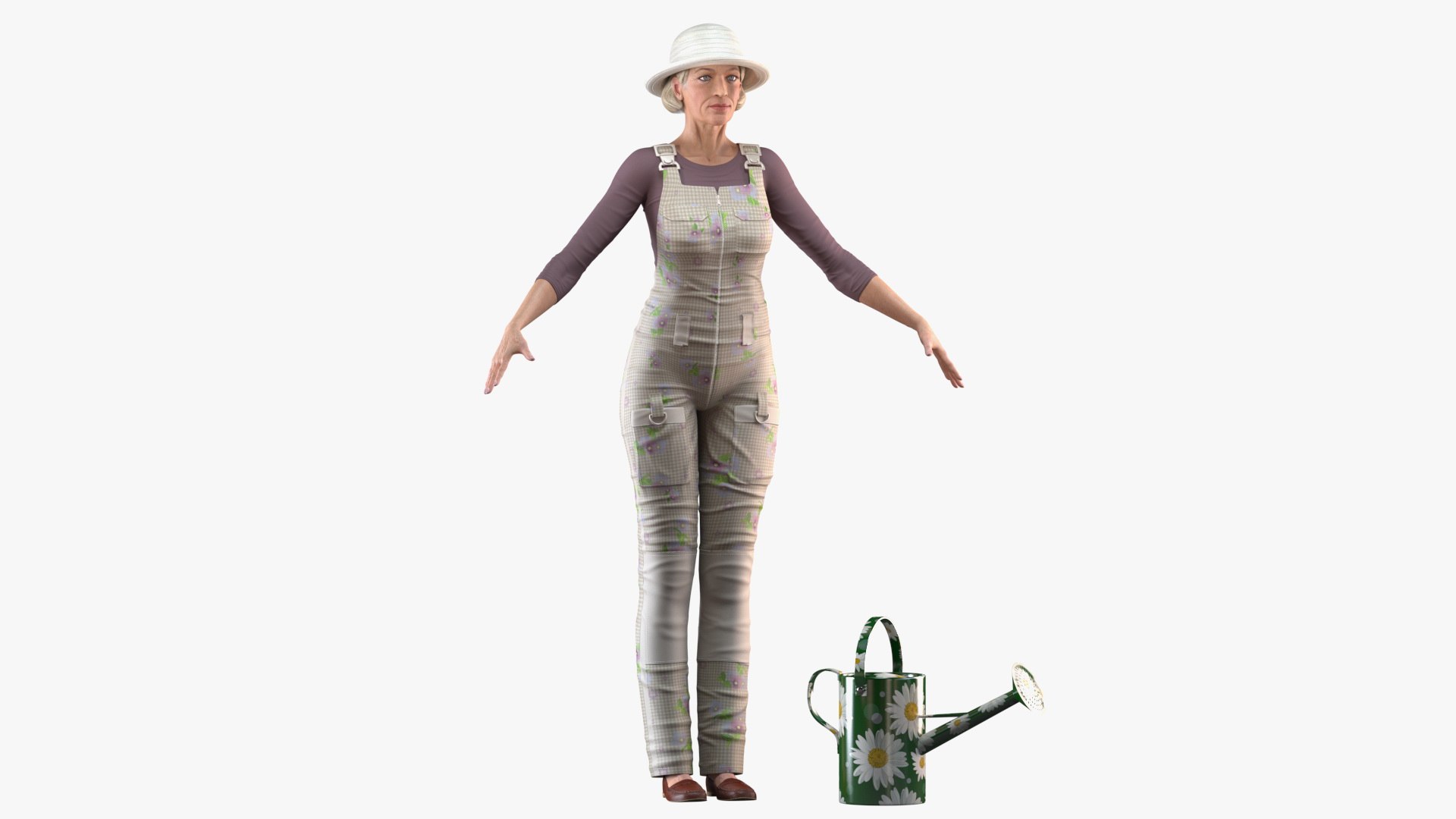 Old Woman Farmer T Pose 3D model preview