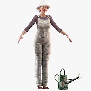 Old Woman Farmer T Pose