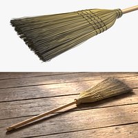 Rustic Straw Cleaning Old Broom