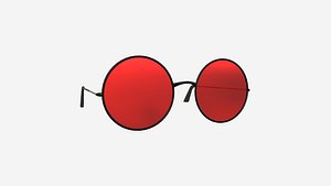 Sunglass Rounded D01 Black Red - Character Design Fashion 3D model