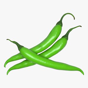 3D Green Chili Peppers