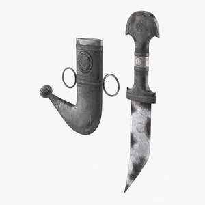 Antique Shibriya Dagger in Silver Sheath 3D model